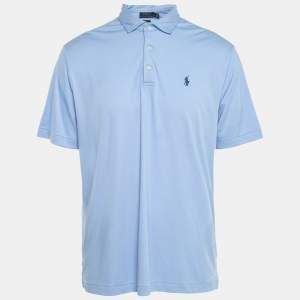 مملوكة مسبقًا Polo Ralph Lauren Blue Cotton Classic Fit Polo T-Shirt L
