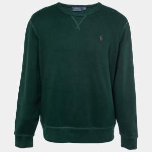Pre Owned Polo Ralph Lauren Green Cotton Long-Sleeve Sweatshirt L