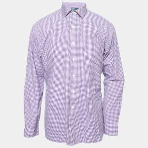 Pre Owned Polo Ralph Lauren Purple Gingham Checked Cotton Long Sleeve Shirt L