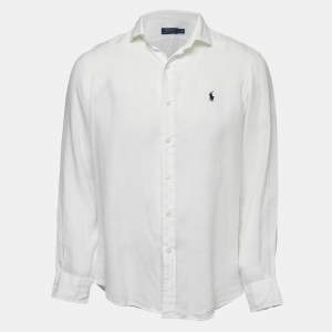 Polo Ralph Lauren White Linen Button Front Shirt M