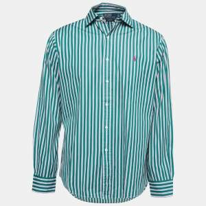 Pre Owned Polo Ralph Lauren Green Cotton Button Front Shirt L