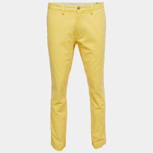 Pre Owned Polo Ralph Lauren Yellow Cotton Stretch Slim Fit Pants L