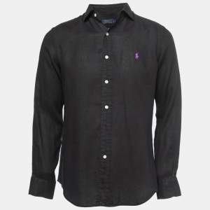 Pre Owned Polo Ralph Lauren Black Linen Full Sleeve Shirt S