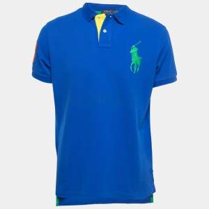 مملوكة مسبقًا Polo Ralph Lauren Blue Cotton Pique Custom Fit Polo T-Shirt L