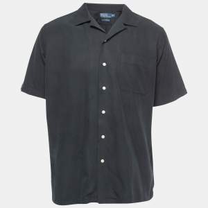 Pre Owned Polo Ralph Lauren Black Silk & Cotton Half Sleeve Shirt M