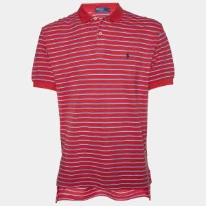 Polo by Ralph Lauren Red Striped Cotton Polo T-Shirt M