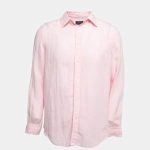 Pre Owned Polo Ralph Lauren Light Pink Linen Relaxed Fit Shirt XL