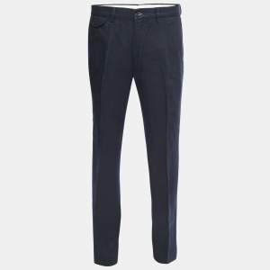 مملوكة مسبقًا Polo Ralph Lauren Navy Blue Linen Classic Fit Trousers L