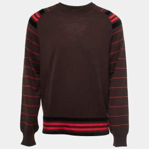 Givenchy Brown Striped Wool Crew Neck Jumper XL