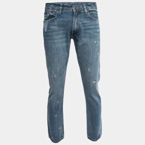 Polo Ralph Lauren Blue Washed & Distressed Denim The Varick Slim Straight Jeans M Waist 32"