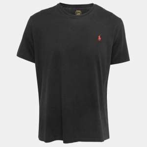 Polo Ralph Lauren Black Logo Embroidered Cotton Crew Neck Half Sleeve T-Shirt L