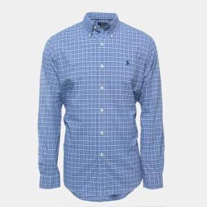 Pre Owned Polo Ralph Lauren Blue Plaid Cotton Button Down Full Sleeve Performance Shirt L 