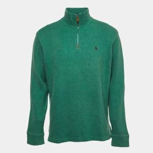 Polo Ralph Lauren Green Cotton Knit Half Zip Sweater L