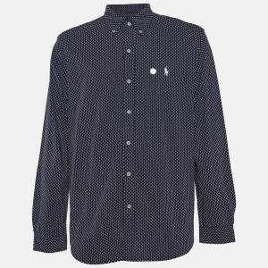Polo Ralph Lauren Navy Blue Printed Cotton Button Down Full Sleeve Shirt XL