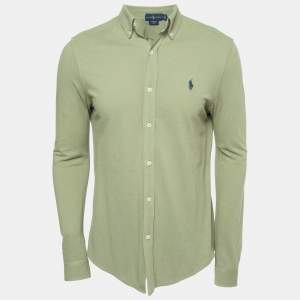 Polo Ralph Lauren Green Featherweight Mesh Button Down Full Sleeve Shirt M