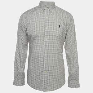 Pre Owned Polo Ralph Lauren Grey Checked Stretch Cotton Button Down Shirt L