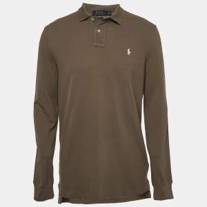 Polo Ralph Lauren Brown Cotton Pique Long Sleeve Polo T-Shirt M