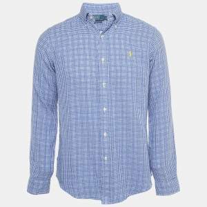 Pre Owned Polo Ralph Lauren Blue Checked Cotton Button Front Shirt S