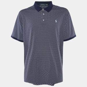 Polo Ralph Lauren Navy Blue Printed Cotton Knit Polo T-Shirt 2XL