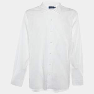 Pre Owned Polo Ralph Lauren White Patterned Linen Shirt 2XL