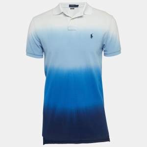 Pre Owned Polo Ralph Lauren Blue Cotton Knit Polo T-Shirt M