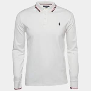Polo Ralph Lauren White Cotton Long Sleeve Polo T-Shirt M