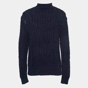 Polo Ralph Lauren Navy Blue Cotton Knit High Neck Sweater XL