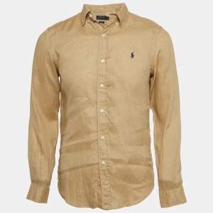 Polo Ralph Lauren Beige Linen Slim Fit Buttoned Front Shirt S