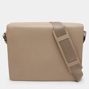 Porsche Design Beige Leather Flap Messenger Bag
