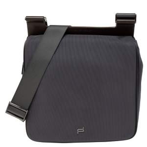 Porche Design Dark Grey Nylon Flap Messenger Bag