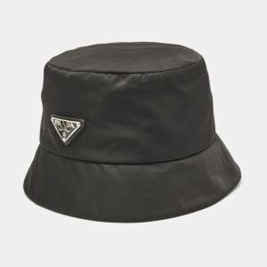 Prada X Adidas Black Logo Applique Re-Nylon Bucket Hat 