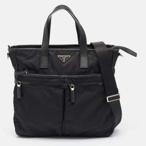 Prada Black Nylon and Leather Multipocket Tote