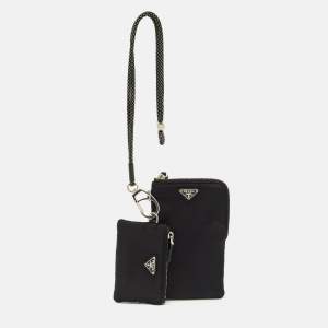 Pre Owned Prada Black Nylon Pouch Set of 2