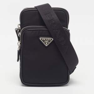 Pre Owned Prada Smartphone Case Black Nylon Crossbody Bag