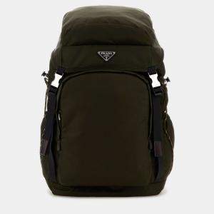 Pre Owned Prada Speedrock One Size Mimetico Green Re -Nylon Saffiano Leather Backpack Bag