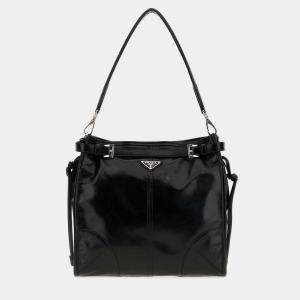مملوكة مسبقًا Prada Bonnie Black Glossy Leather Shoulder Bag