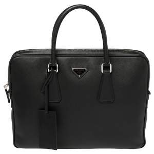 Prada Black Saffiano Lux Leather Laptop Bag