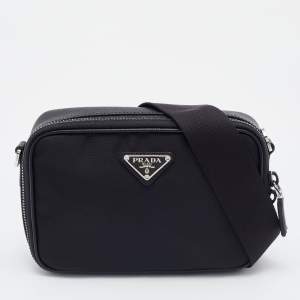 Prada Black Re-Nylon and Saffiano Leather Brique Crossbody Bag