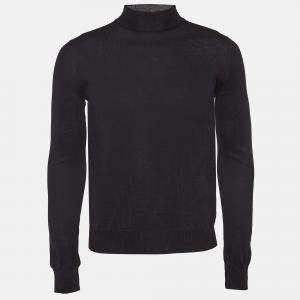 Prada Black Wool Rib Knit Turtle Neck Sweater XS