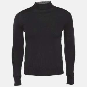 Prada Black Wool Rib Knit Turtle Neck Sweater XS