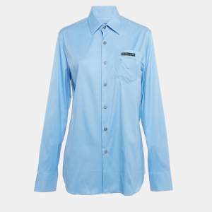 Pre Owned Prada Blue Cotton Button Front Shirt S