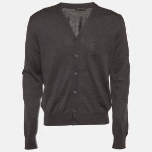 Pre Owned Prada Grey Knit Button Front Cardigan M