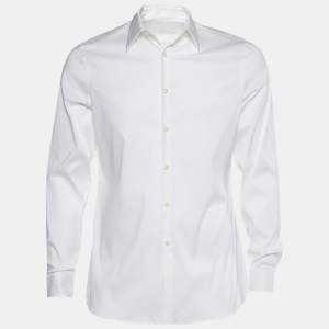 Prada White Cotton Long Sleeve Shirt S