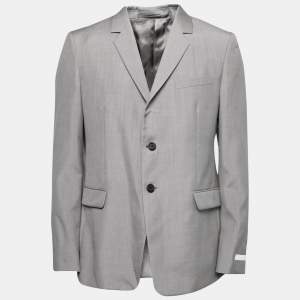 Prada Grey Mohair & Silk Single Breasted Blazer XL