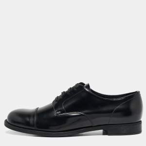 Prada Black Brushed Leather Lace Up Derby Size 43