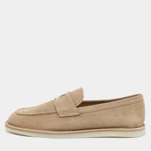 Prada Beige Suede Slip On Loafers Size 43