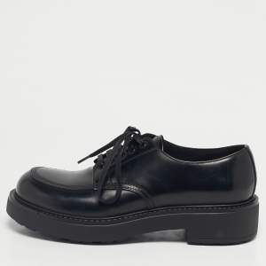 Pre Owned Prada Black Leather Monolith Platform Loafers Size 41