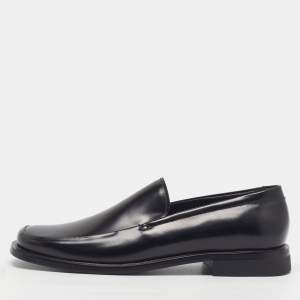 Pre Owned Prada Size 42.5 Black Leather Square Toe Loafers