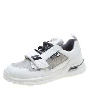 Prada Two Tone Mechano Leather and Technical Fabric Platform Sneakers Size 39