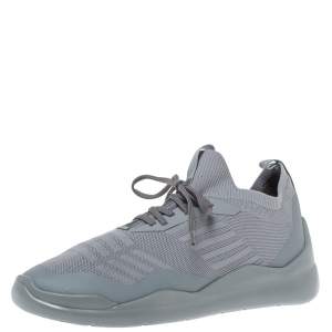 Prada Grey Knit Fabric Toblach Low Top Sneakers Size 42.5